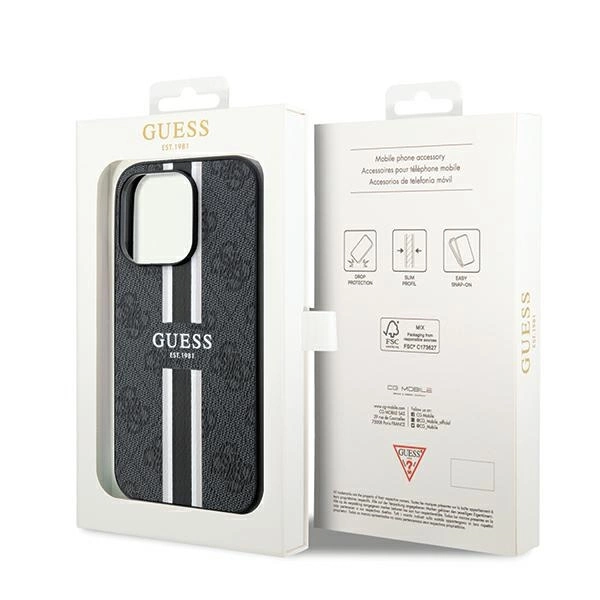 Guess 4G Printed Stripes MagSafe case for iPhone 15 Pro Max - blackeng