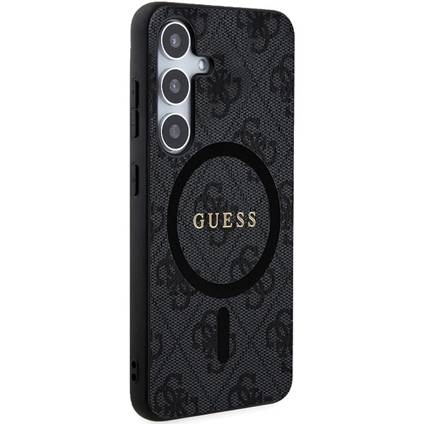 Guess 4G Collection Leather Metal Logo MagSafe Case for Samsung Galaxy S24+ - Blackeng