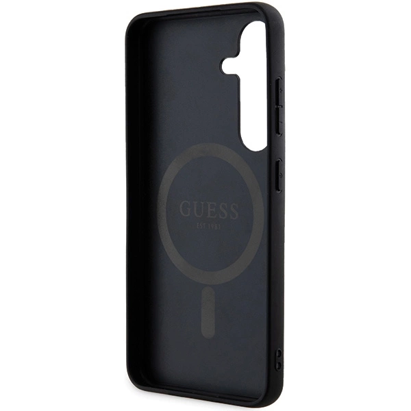 Guess 4G Collection Leather Metal Logo MagSafe Case for Samsung Galaxy S24+ - Blackeng