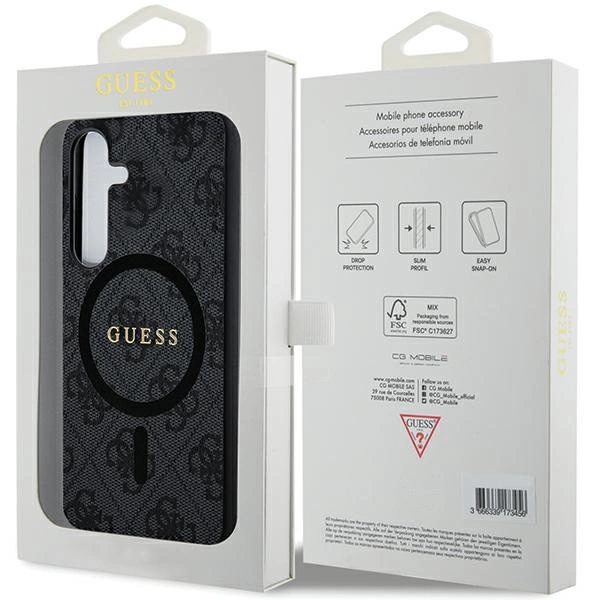 Guess 4G Collection Leather Metal Logo MagSafe Case for Samsung Galaxy S24+ - Blackeng