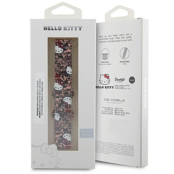 Hello Kitty Silicone Tags Graffiti strap universal 22mm - pinkeng