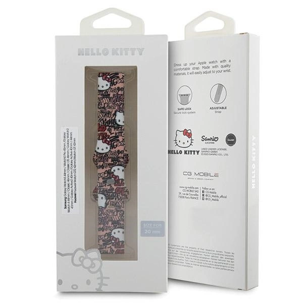 Hello Kitty Silicone Tags Graffiti strap universal 20mm - pinkeng