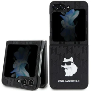 Karl Lagerfeld Saffiano Monogram Choupette Pin case for Samsung Galaxy Z Flip 5 - blackeng