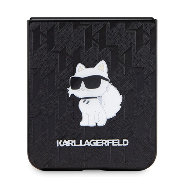 Karl Lagerfeld Saffiano Monogram Choupette Pin case for Samsung Galaxy Z Flip 5 - blackeng