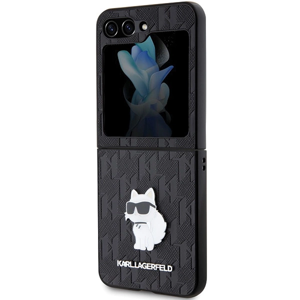 Karl Lagerfeld Saffiano Monogram Choupette Pin case for Samsung Galaxy Z Flip 5 - blackeng