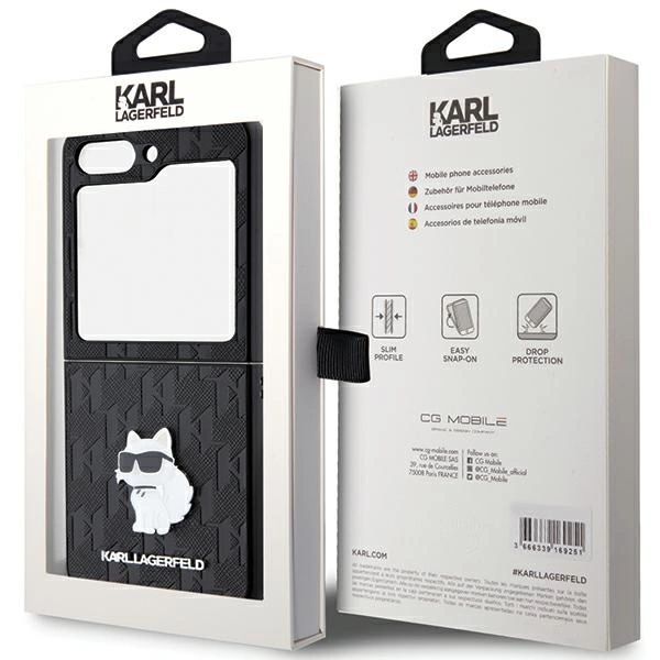 Karl Lagerfeld Saffiano Monogram Choupette Pin case for Samsung Galaxy Z Flip 5 - blackeng