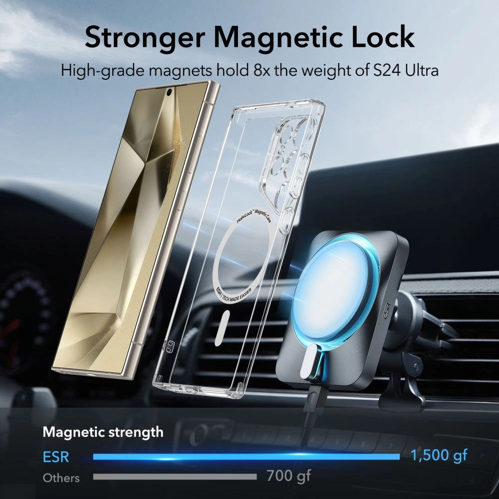 ESR Classic Hybrid Halolock Case with MagSafe for Samsung Galaxy S24 Ultra - Cleareng