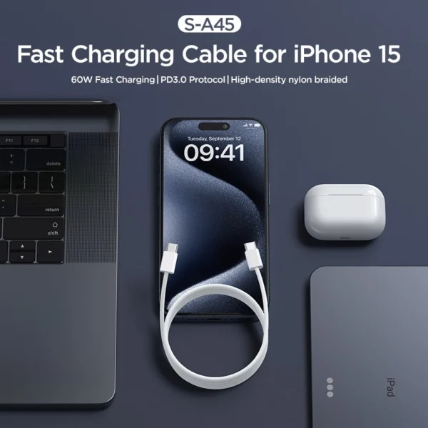 Joyroom Ben Series S-A45 USB-C / USB-C 60W Cable 1m - Whiteeng