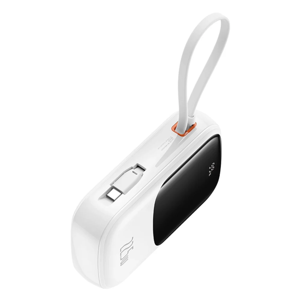 Baseus Qpow Pro+ 20000mAh 22.5W powerbank with built-in USB-C cable and display - whiteeng