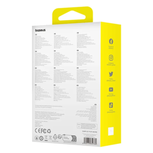 Baseus Qpow Pro+ 20000mAh 22.5W powerbank with built-in USB-C cable and display - whiteeng