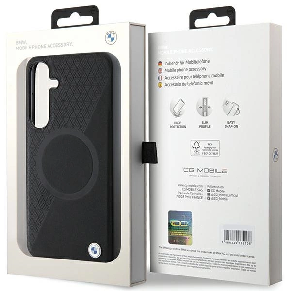 BMW BMHMS24M23RTPK S24+ S926 black/black hardcase Signature Leather Half Textured & Circle MagSafeeng