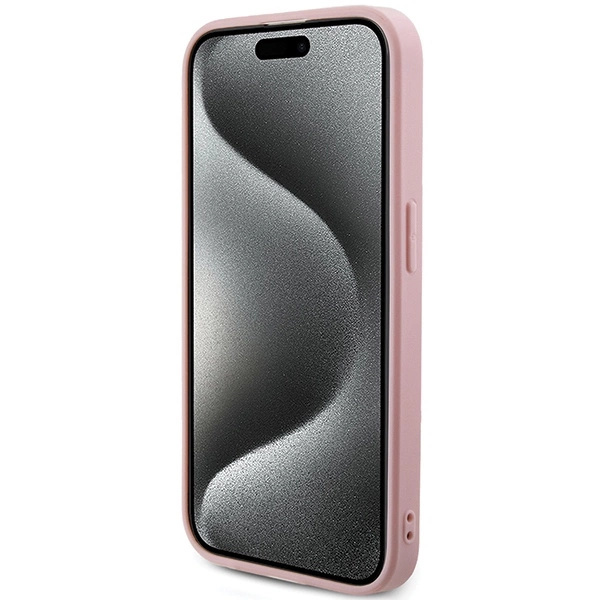 Guess Saffiano Iridescent Script case for iPhone 14 Pro - pinkeng