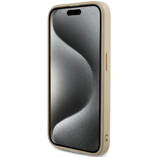 Guess Saffiano Iridescent Script case for iPhone 14 Pro Max - goldeng