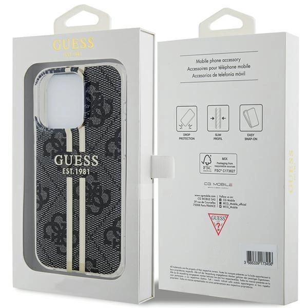 Guess IML 4G Gold Stripe case for iPhone 15 Pro - blackeng
