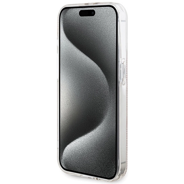 Guess IML 4G Gold Stripe case for iPhone 15 Pro - pinkeng