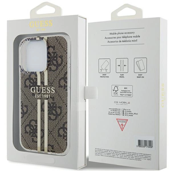 Guess IML 4G Gold Stripe case for iPhone 15 Pro - browneng