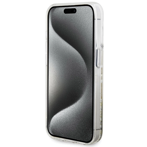 Guess Liquid Glitter Gold Stripes case for iPhone 15 Pro - transparenteng