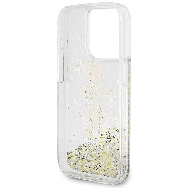 Guess Liquid Glitter Gold Stripes case for iPhone 15 Pro - transparenteng