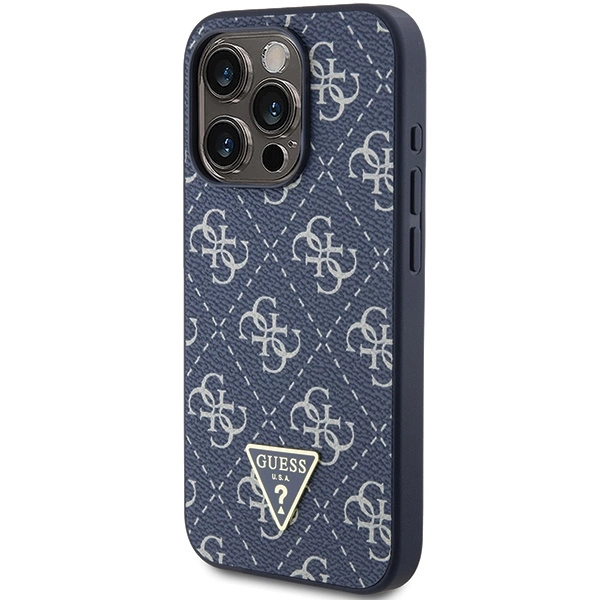 Guess 4G Triangle Metal Logo case for iPhone 15 Pro - blueeng