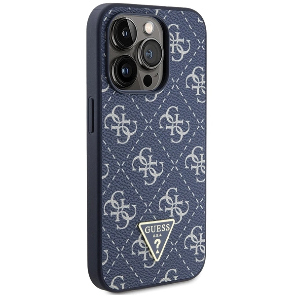 Guess 4G Triangle Metal Logo case for iPhone 15 Pro - blueeng