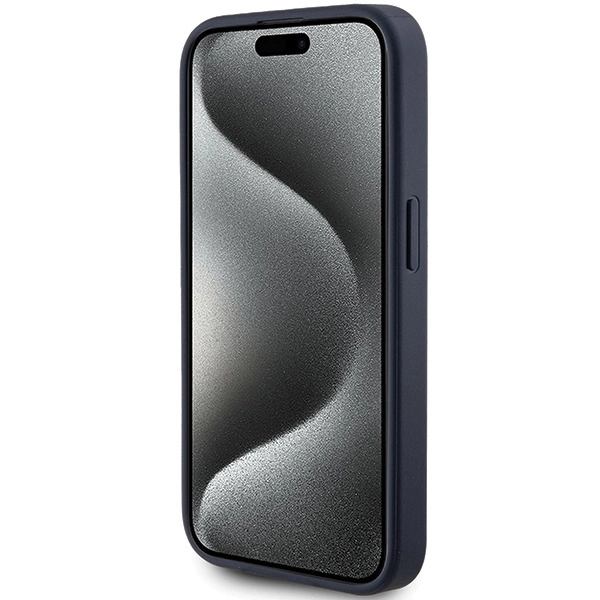 Guess 4G Triangle Metal Logo case for iPhone 15 Pro - blueeng