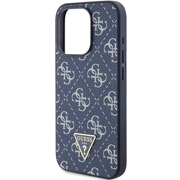 Guess 4G Triangle Metal Logo case for iPhone 15 Pro - blueeng