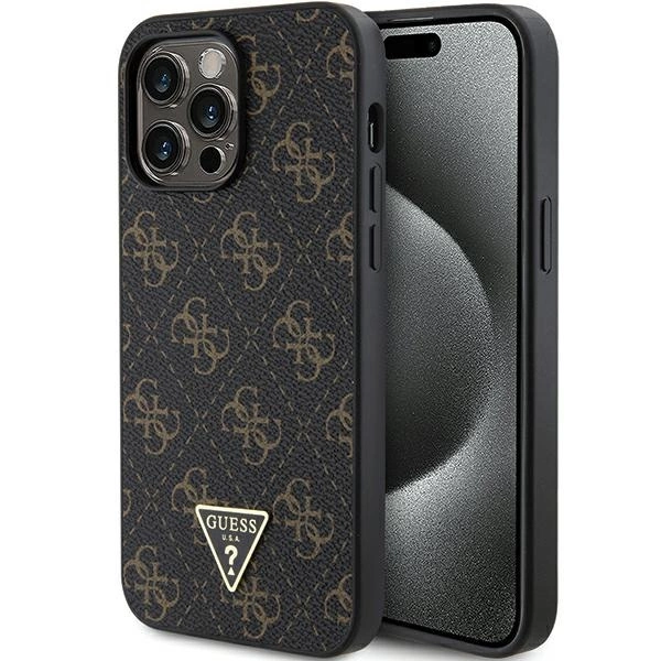 Guess 4G Triangle Metal Logo case for iPhone 15 Pro - blackeng