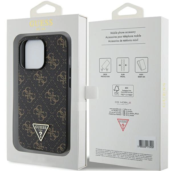 Guess 4G Triangle Metal Logo case for iPhone 15 Pro - blackeng