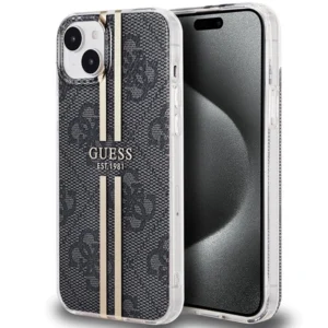 Guess IML 4G Gold Stripe case for iPhone 15 Plus / 14 Plus - blackeng