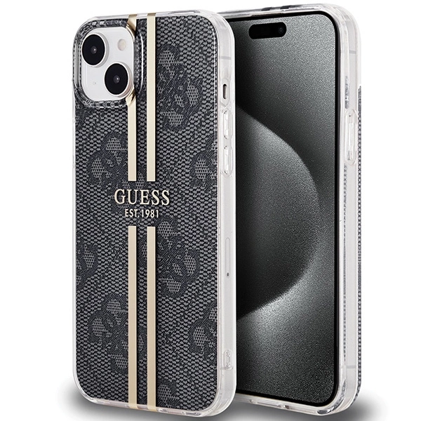 Guess IML 4G Gold Stripe case for iPhone 15 Plus / 14 Plus - blackeng