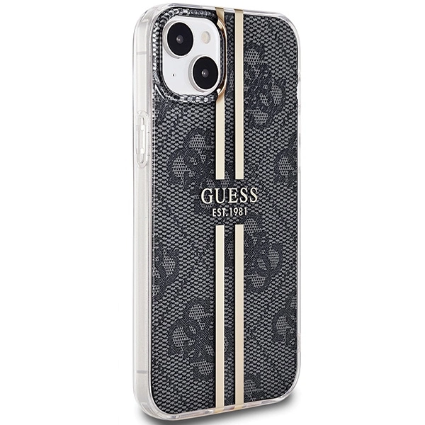 Guess IML 4G Gold Stripe case for iPhone 15 Plus / 14 Plus - blackeng