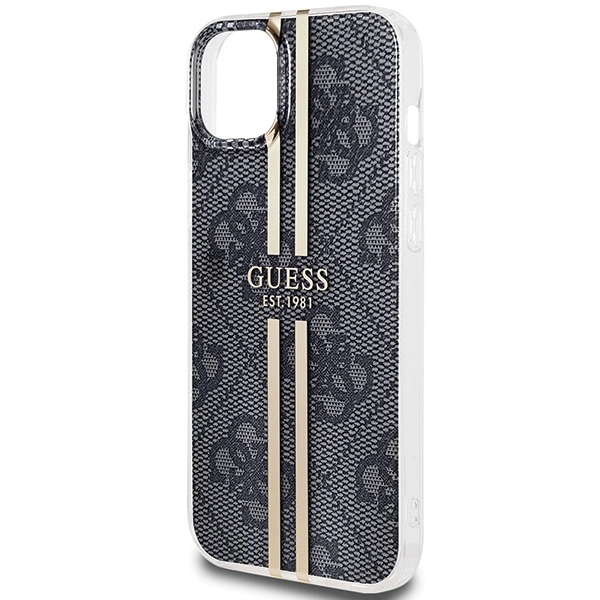 Guess IML 4G Gold Stripe case for iPhone 15 Plus / 14 Plus - blackeng