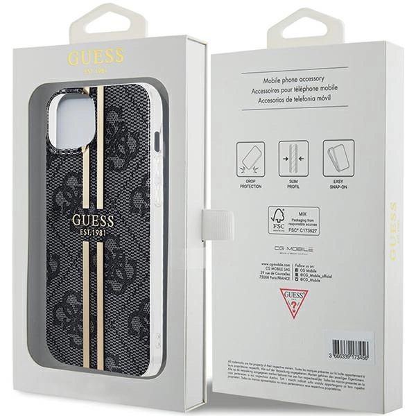 Guess IML 4G Gold Stripe case for iPhone 15 Plus / 14 Plus - blackeng