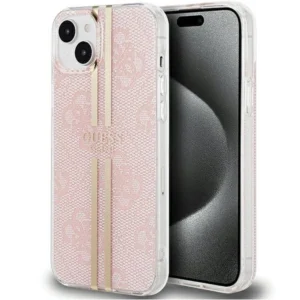 Guess IML 4G Gold Stripe case for iPhone 15 Plus / 14 Plus - pinkeng