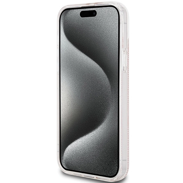 Guess IML 4G Gold Stripe case for iPhone 15 Plus / 14 Plus - pinkeng