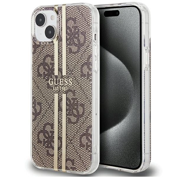 Guess IML 4G Gold Stripe case for iPhone 15 Plus / 14 Plus - browneng