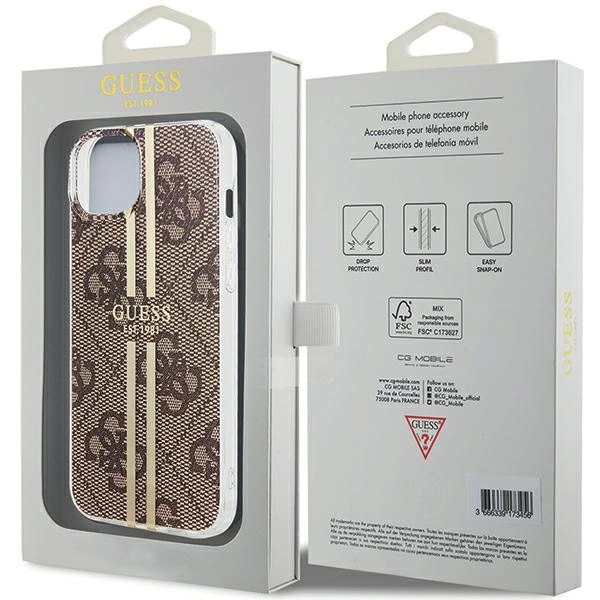 Guess IML 4G Gold Stripe case for iPhone 15 Plus / 14 Plus - browneng