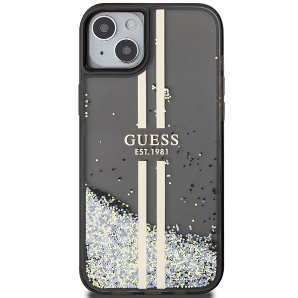 Guess Liquid Glitter Gold Stripes case for iPhone 15 Plus / 14 Plus - blackeng