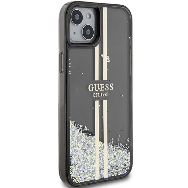 Guess Liquid Glitter Gold Stripes case for iPhone 15 Plus / 14 Plus - blackeng