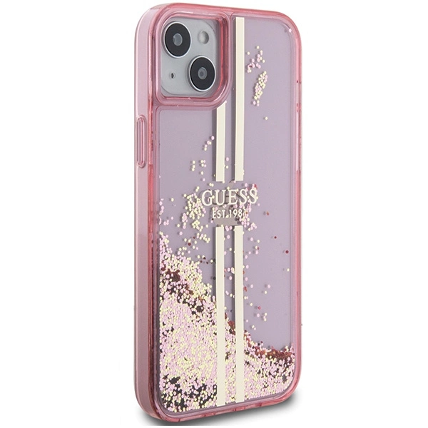 Guess Liquid Glitter Gold Stripes case for iPhone 15 Plus / 14 Plus - pinkeng