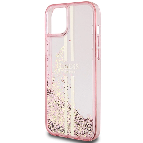 Guess Liquid Glitter Gold Stripes case for iPhone 15 Plus / 14 Plus - pinkeng