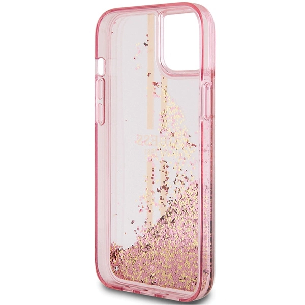 Guess Liquid Glitter Gold Stripes case for iPhone 15 Plus / 14 Plus - pinkeng