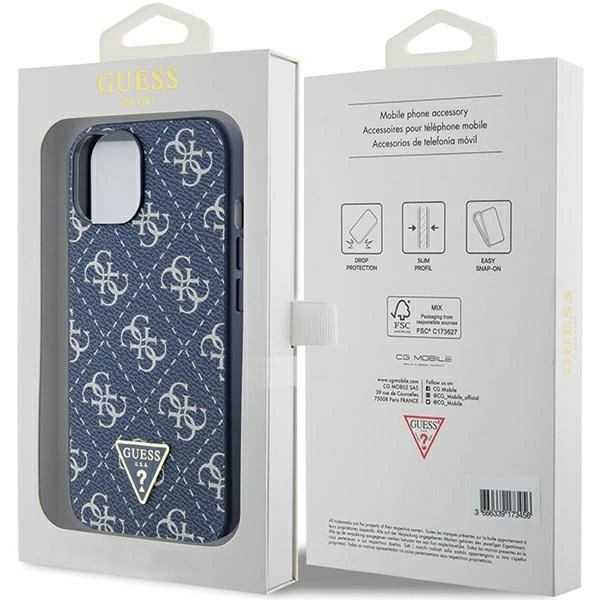 Guess 4G Triangle Metal Logo case for iPhone 15 Plus / 14 Plus - blueeng