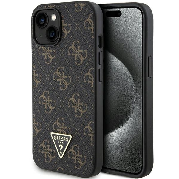 Guess 4G Triangle Metal Logo case for iPhone 15 Plus / 14 Plus - blackeng