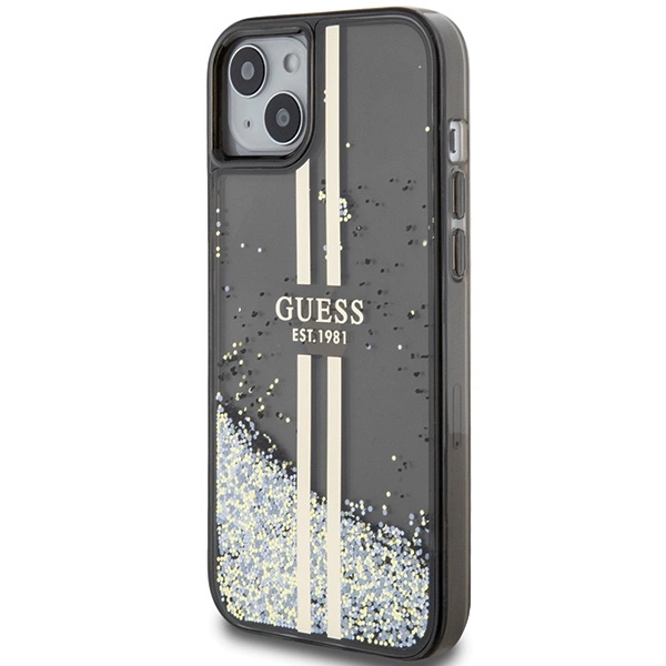 Guess Liquid Glitter Gold Stripes case for iPhone 15 / 14 / 13 - blackeng