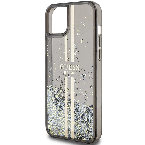 Guess Liquid Glitter Gold Stripes case for iPhone 15 / 14 / 13 - blackeng