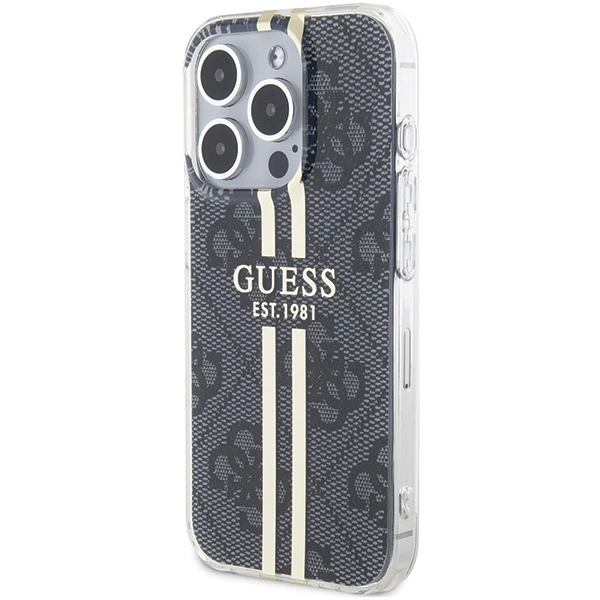 Guess IML 4G Gold Stripe case for iPhone 15 Pro Max - blackeng