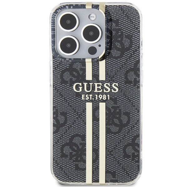 Guess IML 4G Gold Stripe case for iPhone 15 Pro Max - blackeng
