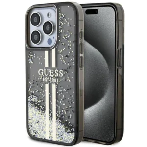 Guess Liquid Glitter Gold Stripes case for iPhone 15 Pro Max - blackeng