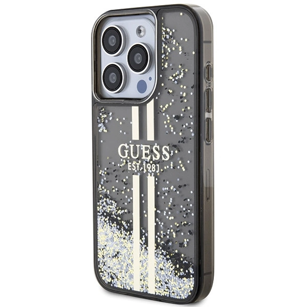Guess Liquid Glitter Gold Stripes case for iPhone 15 Pro Max - blackeng